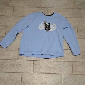 Breckenridge Blue Women's XL Crewneck Sweatshirt featuring Chickadees, Evergreen
